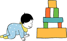 積み木で遊ぶ子供のイラスト